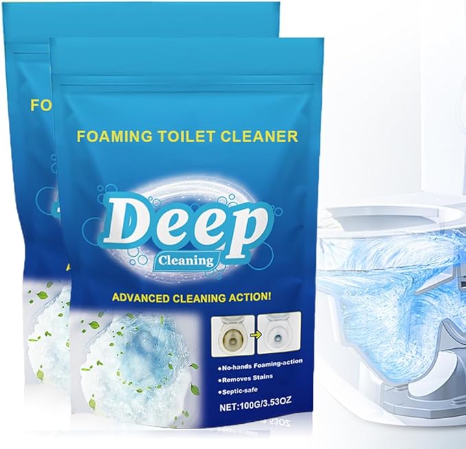 2pcs Toilet Cleaner, Toilet Bowl Cleaner Toilets Cleane, Self Activating Powder for Toilets Bowls Cleaning, Powerful Foaming Toilets Bowls Cleaner, Deep Cleaning (2, Blue) (2, Blue)