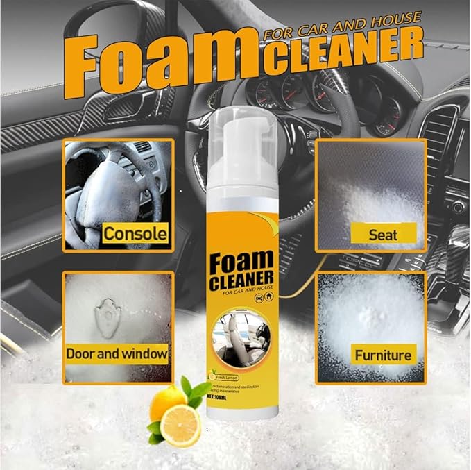 2PCS Multipurpose Foam Cleaner Spray,All-Purpose Household Cleaners for Car and Kitchen, Leather Decontamination,Suitable for Car House and Kitchen (100ML)