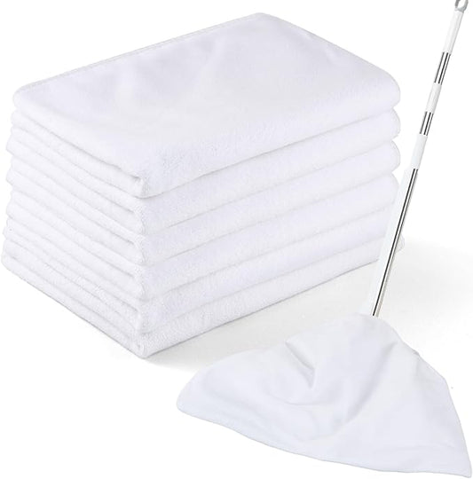 6 Pack Extra Large Microfiber Cleaning Cloths 20"x30", Lint-Free Reusable Towels for Home, Glass, Windows, Office, Kitchen, Bathroom – White
