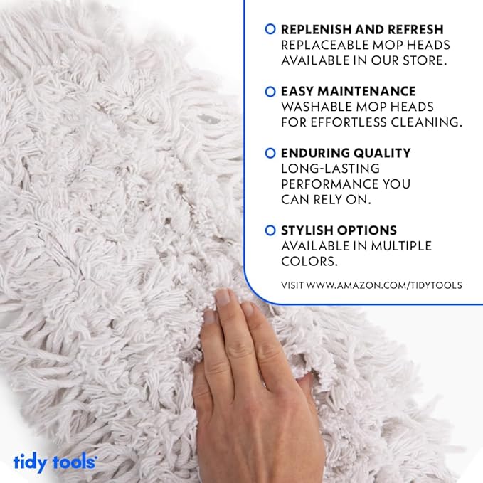 Commercial Dust Mop & Floor Sweeper, 24 in. Dust Mop for Hardwood Floors, Cotton Mop Head, Wooden Broom Handle, Industrial Dry Mop for Floor Cleaning & Janitorial Supplies