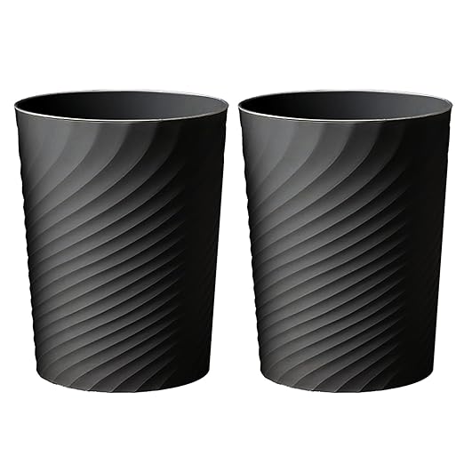 2 Pcak Small Bathroom Trash Can 1.8 Gallon Waste Basket Garbage Can for Bedroom Office Kitchen, Black