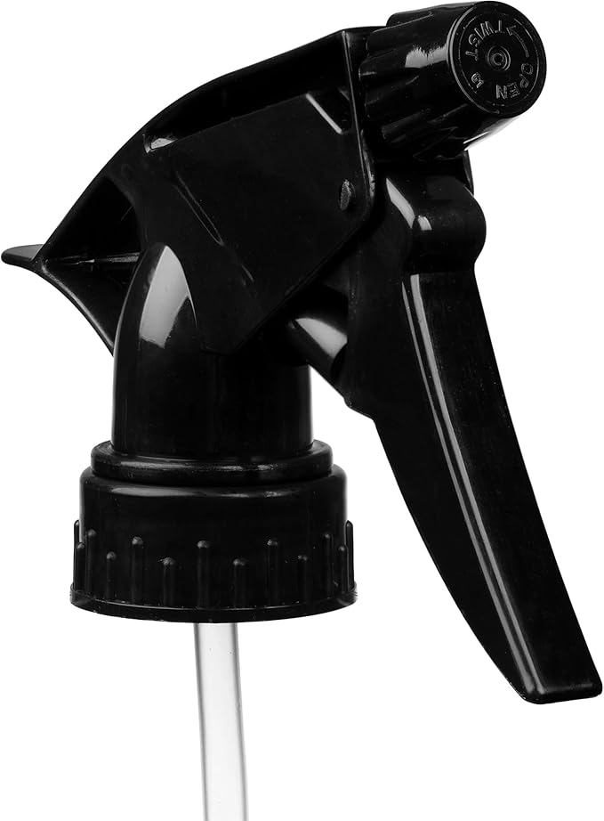 Generic All Purpose T-8 Black Trigger Sprayer with 9-1/4"" Dip Tube and 28mm 28-400 Nozzle, 6 Pack, Industrial Grade, Heavy Duty, Chemical Resistant, Adjustable Stream Mist, for Spray Bottles