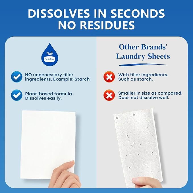 Laundry Detergent Sheets, 100 Loads (50 Sheets), 5.5" x 4.25", Fresh Scent