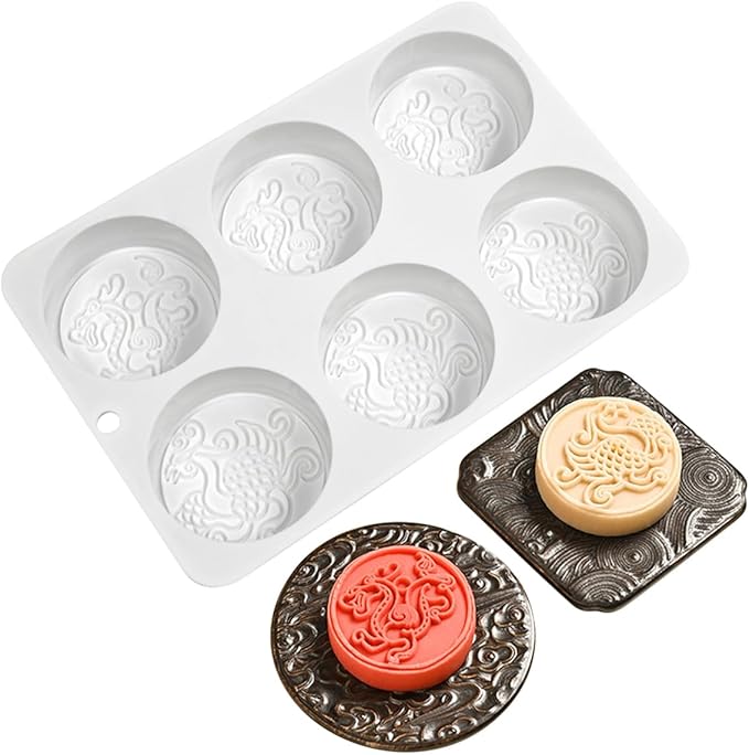 TUKE Silicone Mold Dragon and Phoenix Non-Stick Food Grade Silicone Molds for Chocolate, Candy, Jelly, Ice Cube, Cupcake Baking Mould, Muffin Pan (Dragon Phoenix G)