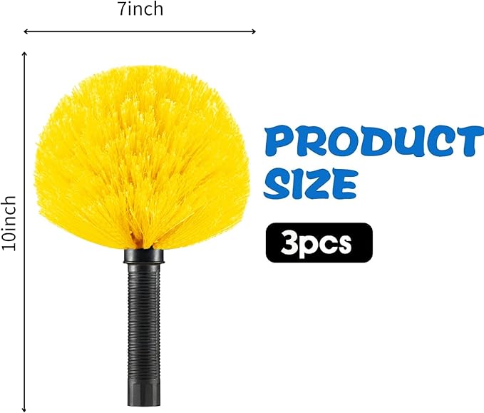 3 Pack Screw on Webster Cobweb Duster Head for Pole,Spider Web Remover Brush, Cobweb Duster Head Attachment,Fits Standard 3/4 inch Threaded Poles (3, Yellow)