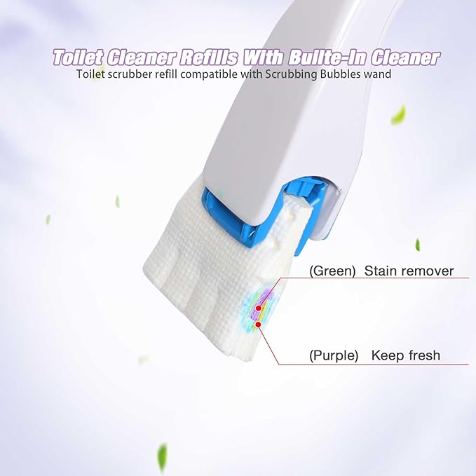 Toilet Cleaner Refill Pads 48ct Disposable Scrubber Refill Fresh Bowl Pads for Bathroom, Lavender Scent