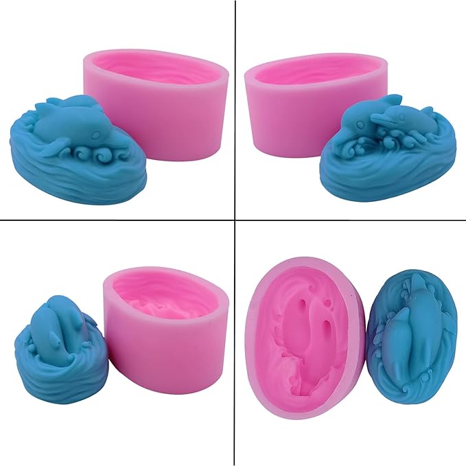 Silicone molds Dolphin, Dolphins Family Craft Art Silicone Soap Mold, Animal Craft Molds Fondant Cake Baking Mould DIY Handmade Soap Molds