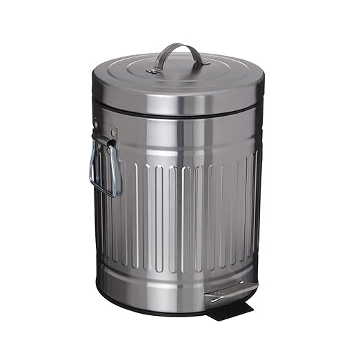 SIMPLEMADE Round Step Trash Can - 5 Liter / 1.3 Gallon - Stainless Steel Bathroom Wastebasket with Lid