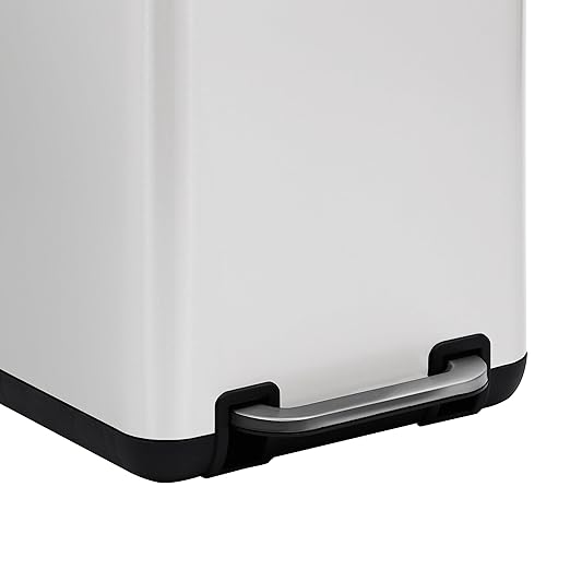 SunnyPoint 6 Liter(1.58 Gallon) Small Trash Can with Plastic Inner Buckets; Rectangle Bathroom, Office, Kitchen, and Bedroom Step On and Slow Close (WHT)