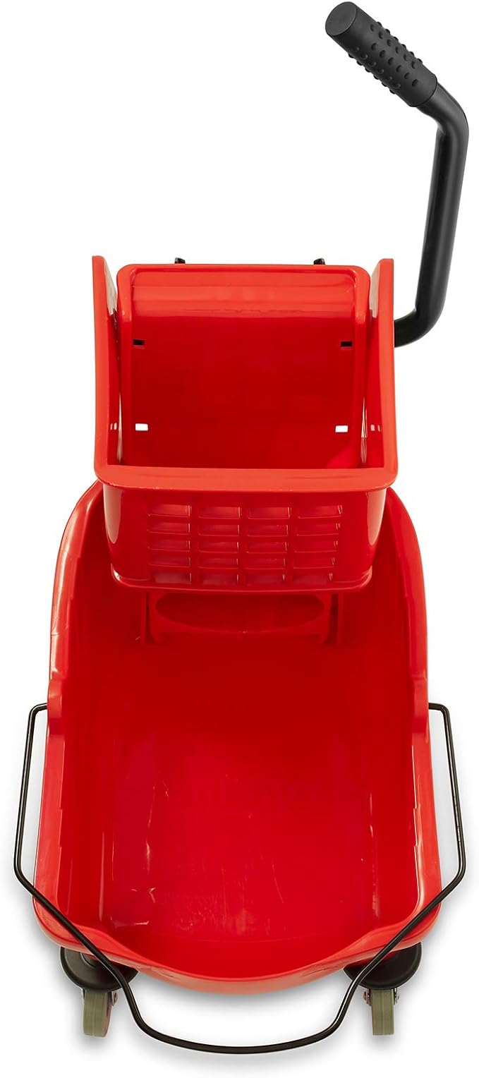 Dryser Commercial Mop Bucket with Side Press Wringer, 26 Quart, Red