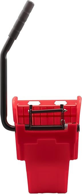 Carlisle FoodService Products Mop Bucket with Side-Press Wringer & Soiled Water Insert for Floor Cleaning, Restaurants, Office, And Janitorial Use, Polypropylene, 35 Quarts, Red