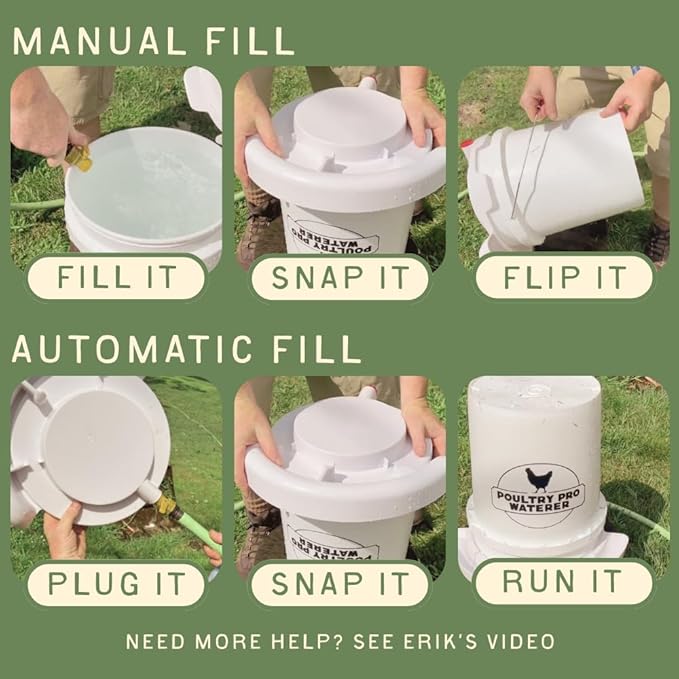 The Original Poultry Pro Waterer | DIY Chicken Waterer for Chicken Coop | Hands Free Poultry Waterer Suitable for Pigeons, Ducks, Chickens & Other Smaller Birds - Fits All 5 Gallon Buckets
