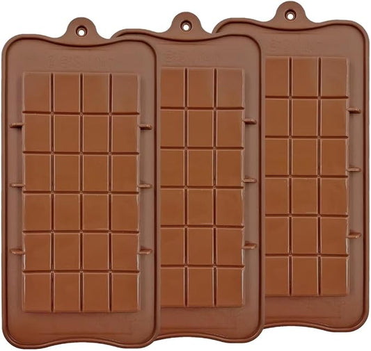 Silicone Break-Apart Chocolate, Food Grade Non-Stick Protein and Energy Bar Mold (Chocolate Bar Mold Set of 3) (3)