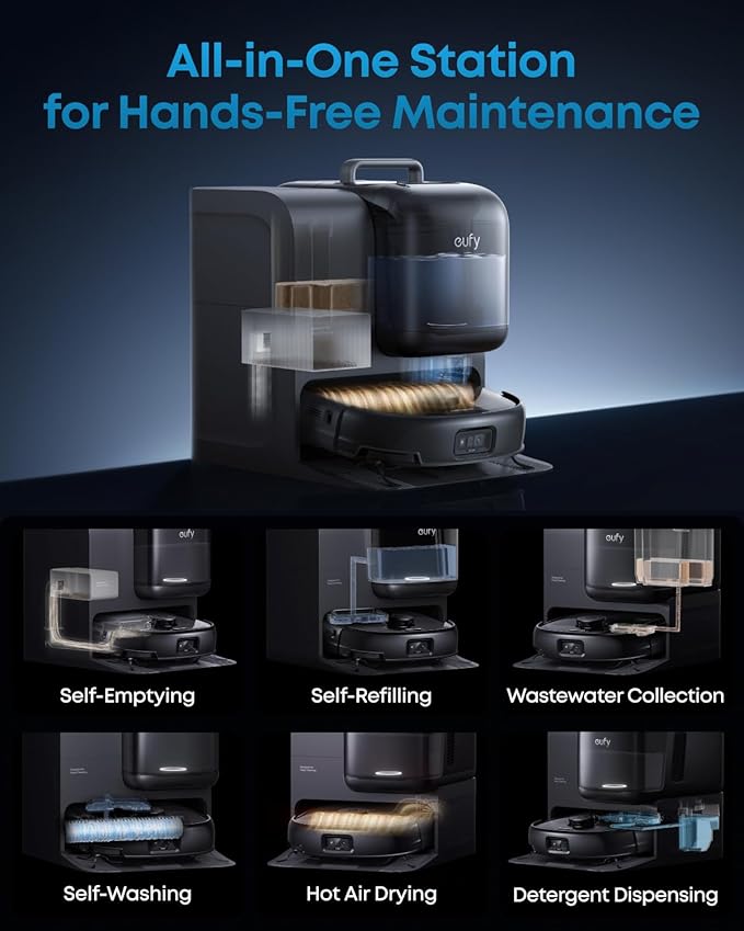 eufy Robot Vacuum E28, Portable Deep Cleaner for Carpet, HydroJet System with Roller Mop, All-in-One Robot Vacuum and Mop Combo, 20,000 Pa Suction, Zero-Tangling, Corner-to-Edge Cleaning (Upgraded)