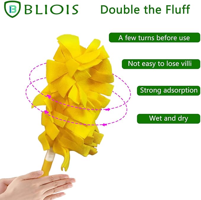 360° Fleece Duster Refills for Swiffer-Washable Refills Reusable Pads|Wet and Dry Dual Use Reusable Duster Heads +1 Handle (6-PCS)