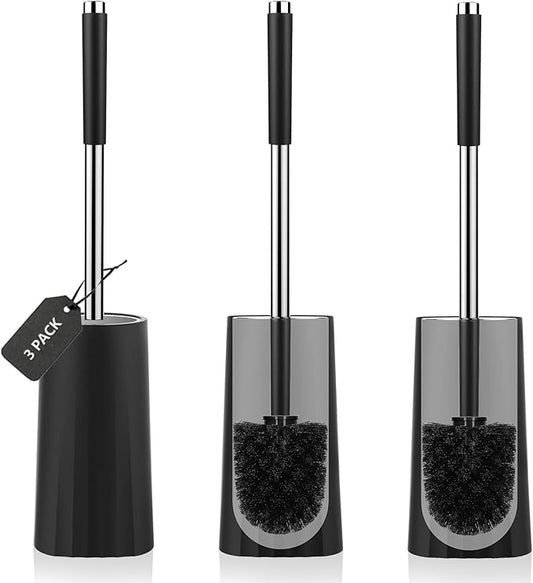 SetSail Toilet Brush, Compact Size Toilet Bowl Brush and Holder Toilet Brushes for Bathroom with Stainless Steel Handle Toilet Cleaner Brush with Durable Scrubbing Bristles, 3 Packs