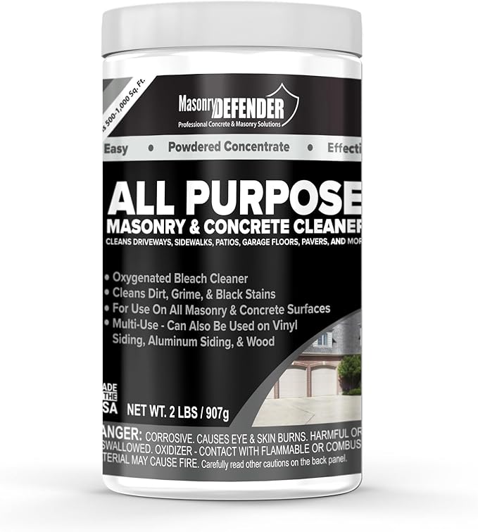 All-Purpose Masonry & Concrete Cleaner, 2 LB Pail - Cleans Driveways, Sidewalks, Patios, Garage Floors, Pavers & More