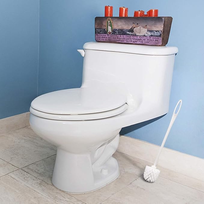 Toilet Brush White Soft Bristle Long Handle Toilet Brush and Holder Eco Plastic Toilet Bowl Brush Cleaner -14.17 inch Handle Length (4 Pack)
