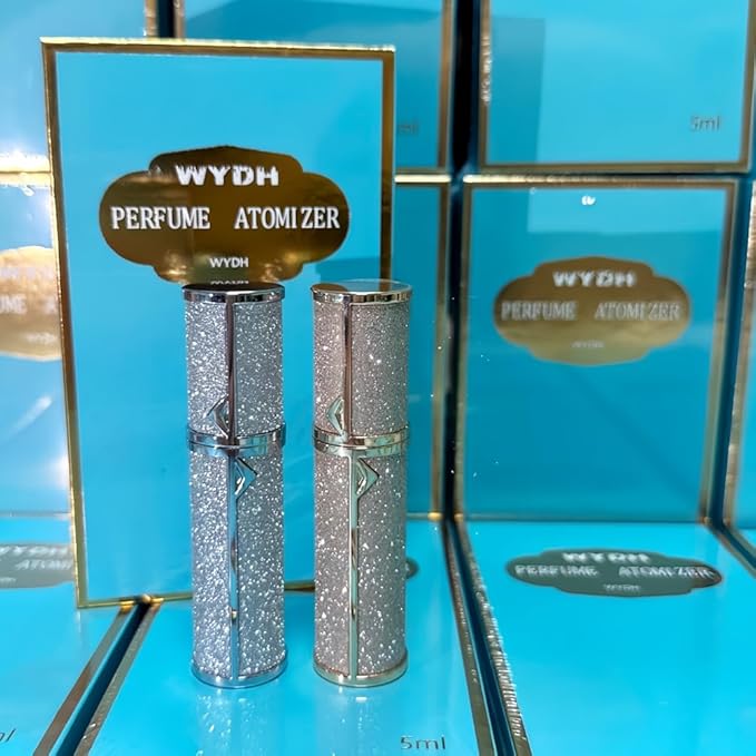 Travel Perfume Bottle Refillable,Perfume Travel Refillable Mini Spray Bottles Leather Cologne Dispenser, Portable Empty Spray Bottle Cologne Dispense Filling Atomizer 5ml (Golden)