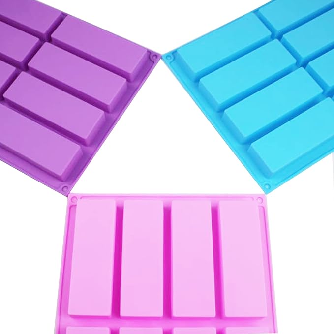 Silicone Chocolate Molds, METLUCK 3 PCS 8 Cavity Silicone Rectangle Molds Protein Bars Mold Energy Bars Candy Chocolate Molds for Muffin Cornbread Cheesecake Pudding Chocolate Dessert