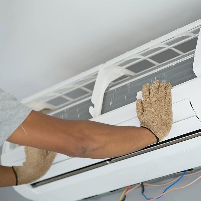 Patelai 3 Pairs Microfiber Plant Dusting Gloves Leaf Cleaning Gloves for Indoor Plants, Blinds, Furniture, House(Large,Dark Blue, Gray, Khaki)