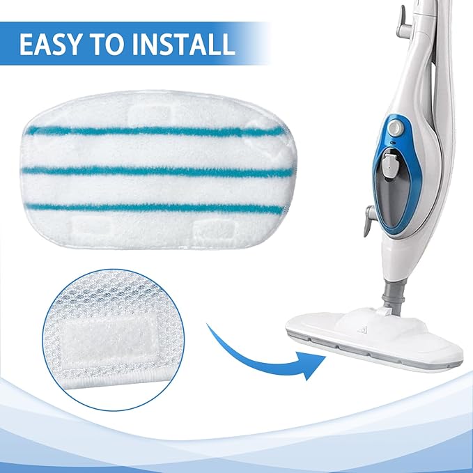 Steam Mop Pads Compatible with PurSteam ThermaPro 10-in-1 and ThermaPro 211 Steam Mop Cleaner Microfiber Pur steam Mop Replacement Pads (Blue and White-8pcs)