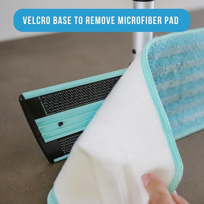 Don Aslett's Microfiber Mop Pad Set of 3 (Aqua) Compatible with 12" Mop Base | Machine Washable | Bathroom or Kitchen | Suitable for All Floor Types Including Laminate, Hardwood, and Tile