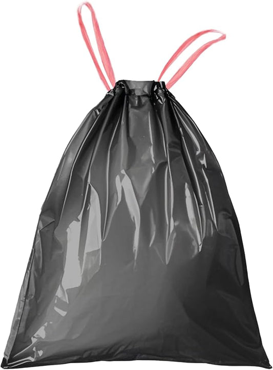 Small 4 Gallon Trash Bags for Bathroom & Bedroom, Drawstring Garbage Bags for Office Desk, Vanity, Pack of 83, 43x46cm, 4.05g/pcs, Unscented, Black