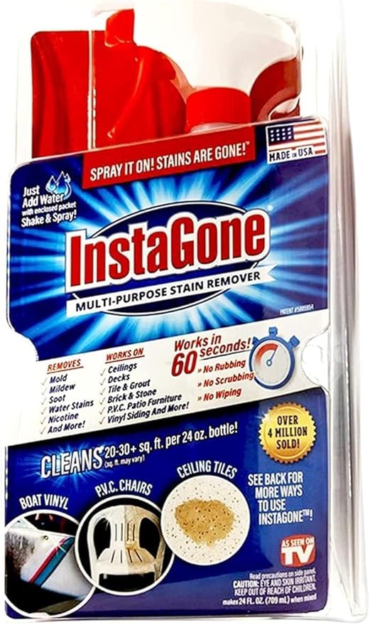 Stain Remover - TRIAL PACK (1 Pack + 24oz Spray Bottle) - Just Add Water - Indoor/Outdoor Ceiling, Wall, Bathroom, Roof, PVC Fence, Patio & More