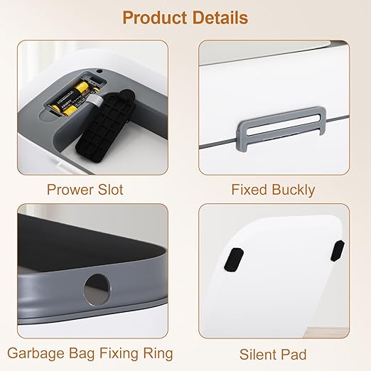 FDW Bathroom Trash Can with Lid, Small Touchless Garbage Bin, Automatic Motion Sensor Waste Bin, Waterproof 2.2 Gallon Slim Trash Can for Home, Office, Bedroom