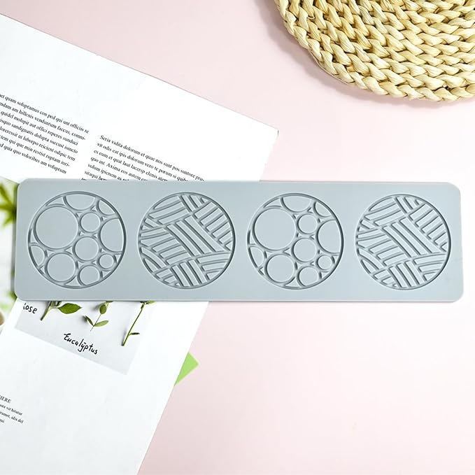 TUKE Silicone Molds for Baking Rectangle Geometry Ring Hollow 3D Fondant Molds Chocolate Molds Non-stick Polymer Clay Molds for Baking, Soap,Cake Decoration Cake Mold (Geometry I_10.92x2.92x0.12inch)