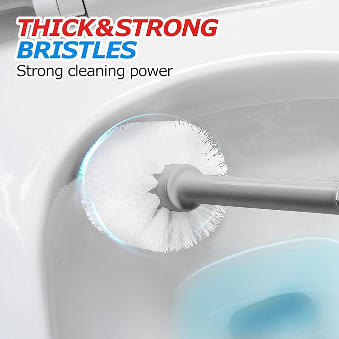 2 in 1 Toilet Plunger and Brush Set，Extended Handle Plunger，Toilet Bowl Brush Plunger Set,Bathroom Cleaning Tools ，Toilet Brush Plunger Combo，Cleaning Brush，Dark Grey