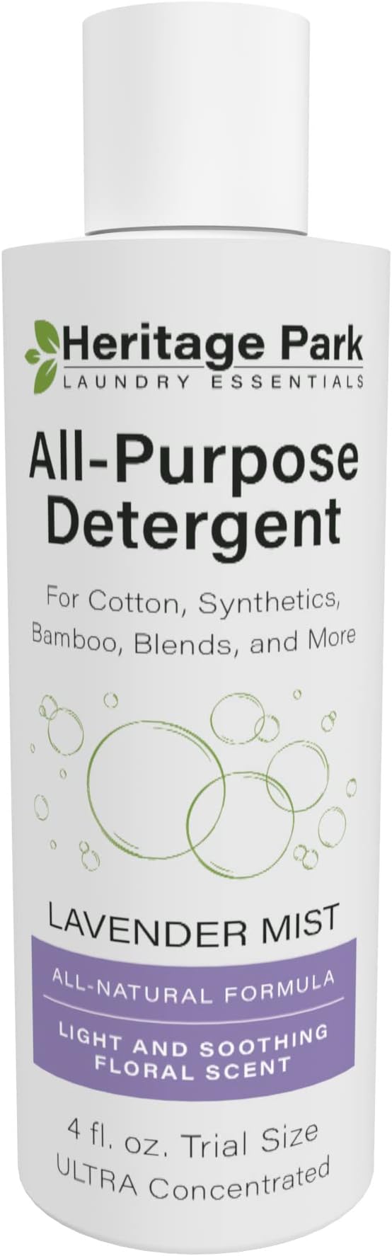 Heritage Park Luxury Laundry Detergent | Dermatologist Tested Plant based Natural & Enzyme Laundry Detergent | Sensitive Skin Friendly - Lavender Mist (4 fl oz Trial Size)