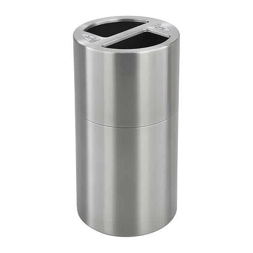 Safco Trash Can Recycling Bin Combo, 30 Gallon Indoor Kitchen Use, Stainless Steel Contemporary, Silver