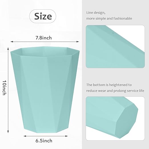 ZXJ Small Trash Can - 1.8 Gallon - Green - Waste Basket - Garbage Bin Bathroom,Kitchen,Office,Dormitory,Camping,Kids Room