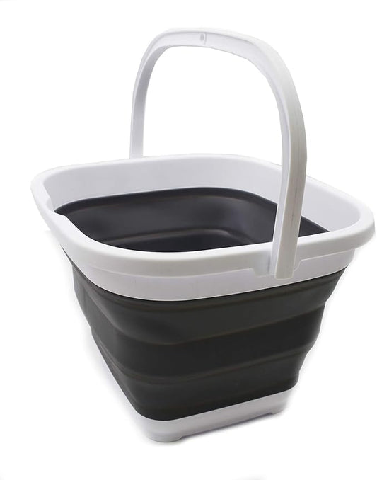 SAMMART 11L (2.9 Gallon) Collapsible Rectangular Handy Bucket (1, White/Grey)