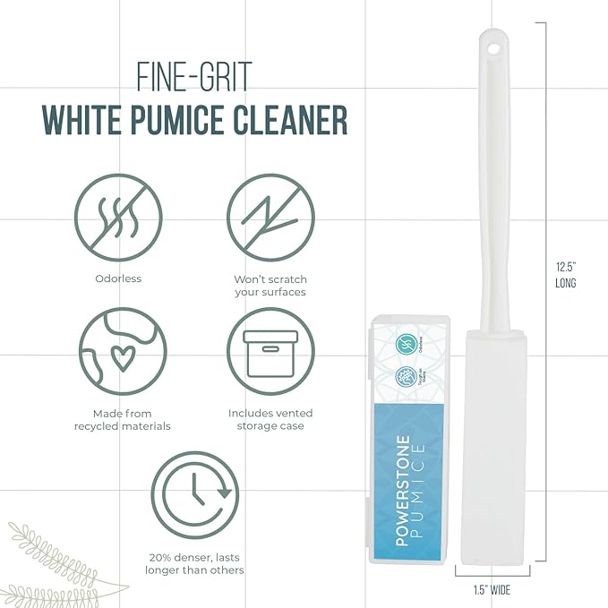 Powerstone Pumice Stone Toilet Bowl Cleaner with Extra Long Handle - 4 Pack | 3'' Longer Handle | Remove Hard Water Stains, Rings & Limescale from Toilets, Bathtubs, Sinks, Pools, BBQ