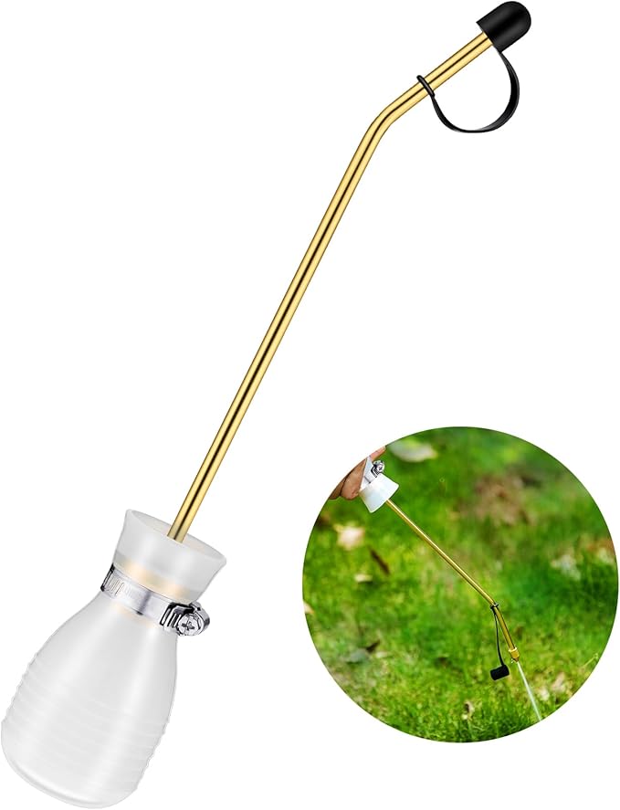 Boao Diatomaceous Earth Powder Duster Bulb Duster Sprayer 3.5 oz with Long Copper Garden Powder Applicator Dispenser for Organic Gardening Agricultural Supplies(White)