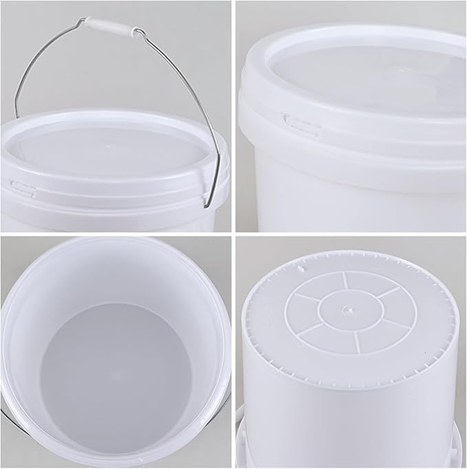 4 Pack 4 Gallon/15 L Food Grade Buckets, Plastic Bucket with Sealed Lid, White