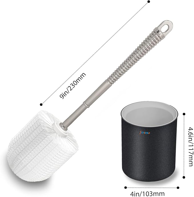 Toilet Brush and Holder Set, Bathroom Cleaner Brush Set with Light Brush Handle, Soft Bristle, Corrosion Resistant Holder, Wall Mounted/Floor Standing