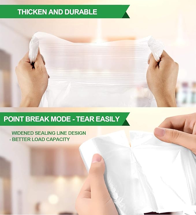 FORID Clear Small Trash Bags, 4 Gallon Garbage Bags, Wastebasket Bin Liners 330 Count Plastic Trash Bags for Bathroom Bedroom Office Trash Can 15 Liters - Durable & Thick Trash Bag