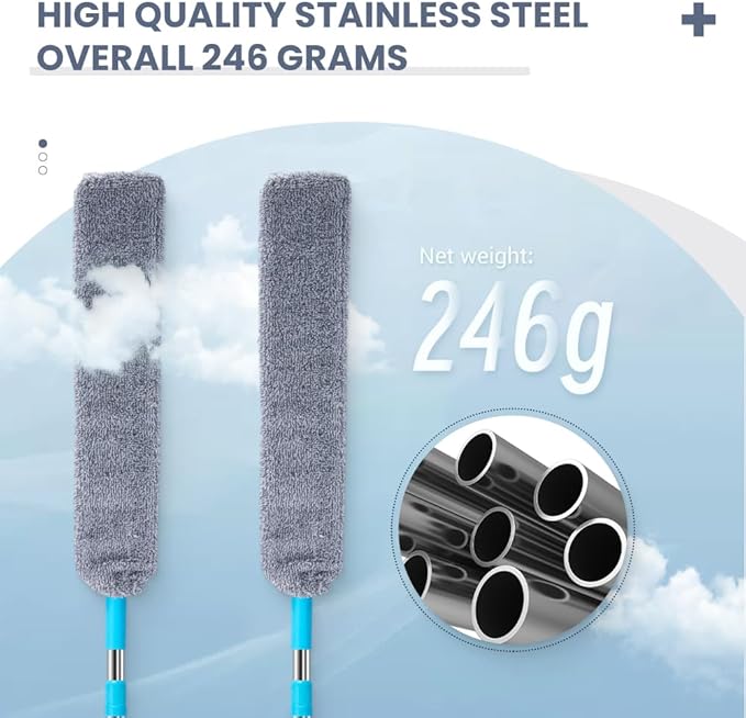 Retractable Gap Dust Cleaner, 2025 New Extendable Microfiber Duster with Bendable & Removable Head, Washable Dusting Brush for Home, Kitchen, Car & Hard-to-Reach Areas (3)