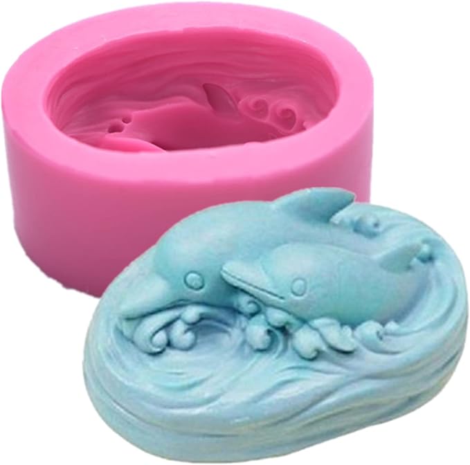 Silicone molds Dolphin, Dolphins Family Craft Art Silicone Soap Mold, Animal Craft Molds Fondant Cake Baking Mould DIY Handmade Soap Molds