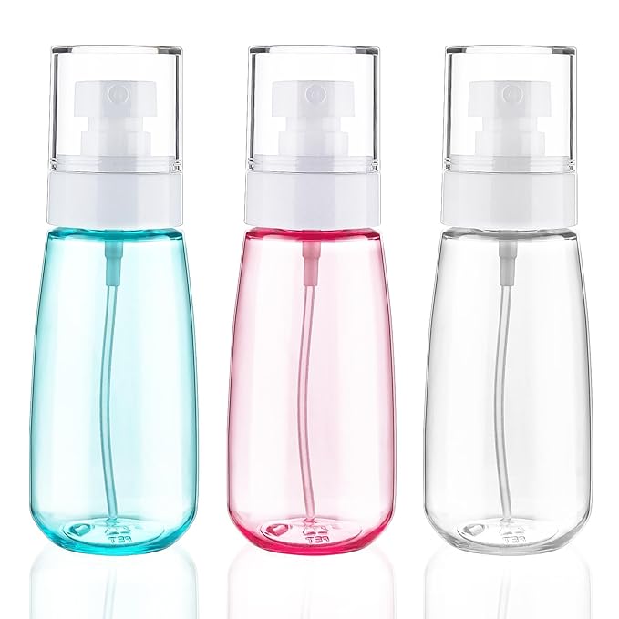 Cosywell Fine Mist Spray Bottle TSA Approved 3.4oz/ 100ml Empty Cosmetic Refillable Travel Containers Plastic Hair Spray Bottle Sprayer for Perfume Skincare Makeup Lotion (3color)