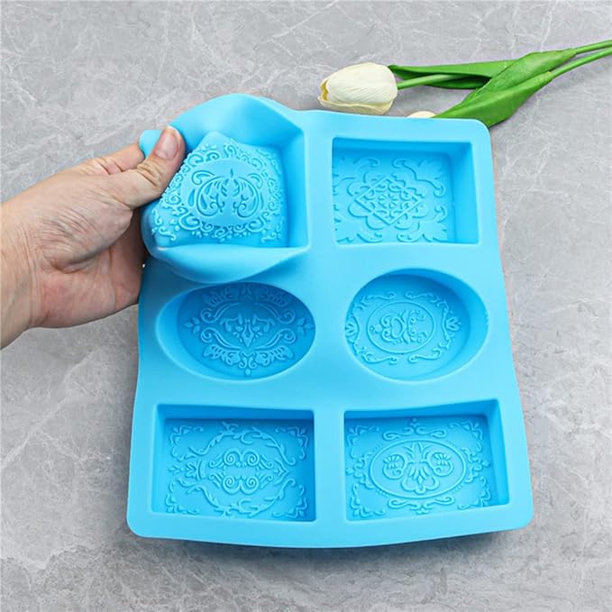 Soap Molds for Soap Making 2 Pack Soap Silicone Mold Cavities Handmade Soap Mold Rectangle Oval and Flower Shapes Baking Mold Bath Molds Silicone