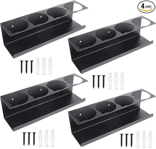 RealPlus Aerosol Spray Can Holder Rack Organizer, 4 Can Spray Bottle Holder Heavy-Duty Steel Wall Mounted for Garage and Workspace, Pack of 4