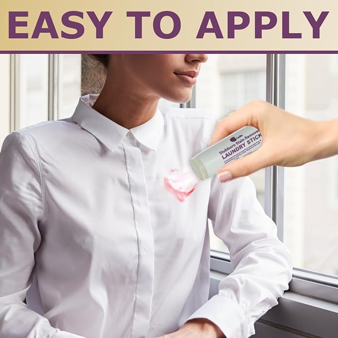 Laundry Stain Remover Stick – Pre Wash Spot Cleaner for Fabric Clothing on Cotton, Wool, Synthetics - Easy Removal of Grease, Blood, Coffee, Ink, Lipstick, Wine, Grass Soil | Clean On The Go (4 Pack)