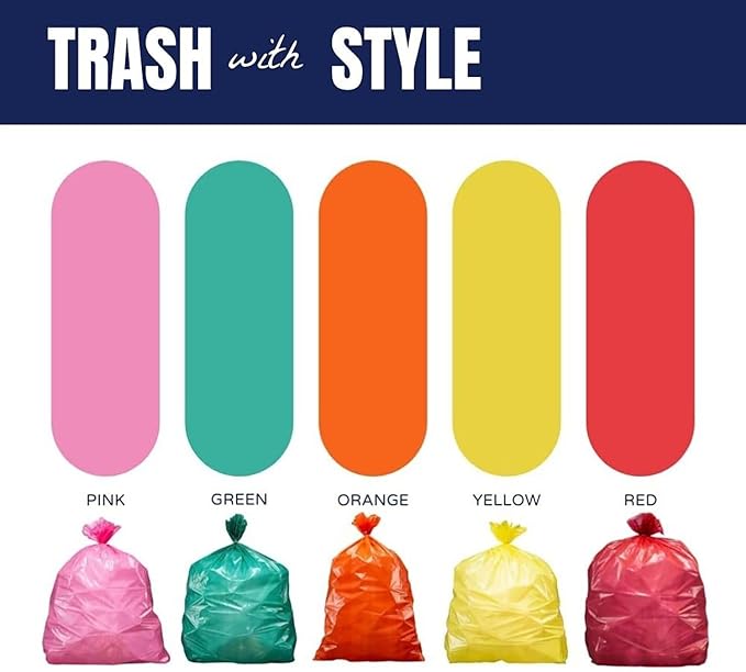 Plasticplace 32-33 Gallon Trash Bags │ 1.5 Mil │ Pink Garbage Can Liners │ 33’” x 39” (100 Count)