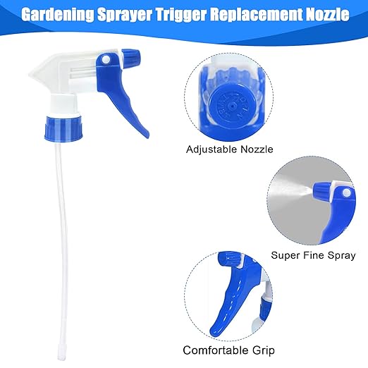 Plastic Spray Bottle Nozzle Heavy Duty Spraying Bottle Replacement Part Leak Proof Mist Water Bottle Spray Nozzle for Chemical Cleaning Solutions All-Purpose Adjustable Head Sprayer 4PCS (Blue)