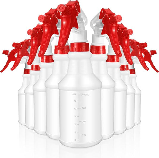 10 Pack Spray Bottles 16 Oz Empty Water Spray Bottles for Cleaning Heavy Duty Refillable Squirt ‌container with Measurements Adjustable Nozzle for Household Commercial Industrial(Red)